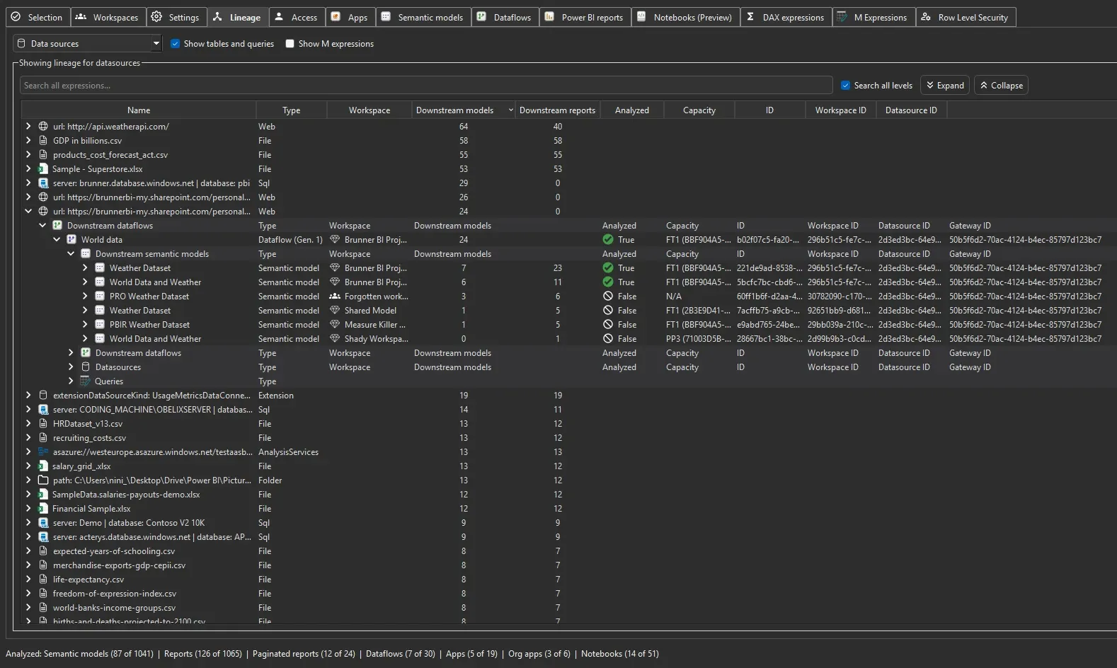 Tenant-wide data lineage view