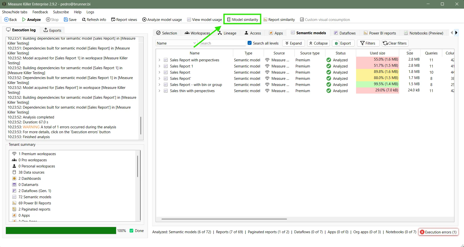 Accessing Model similarity in Limited Tenant Analysis in Measure Killer