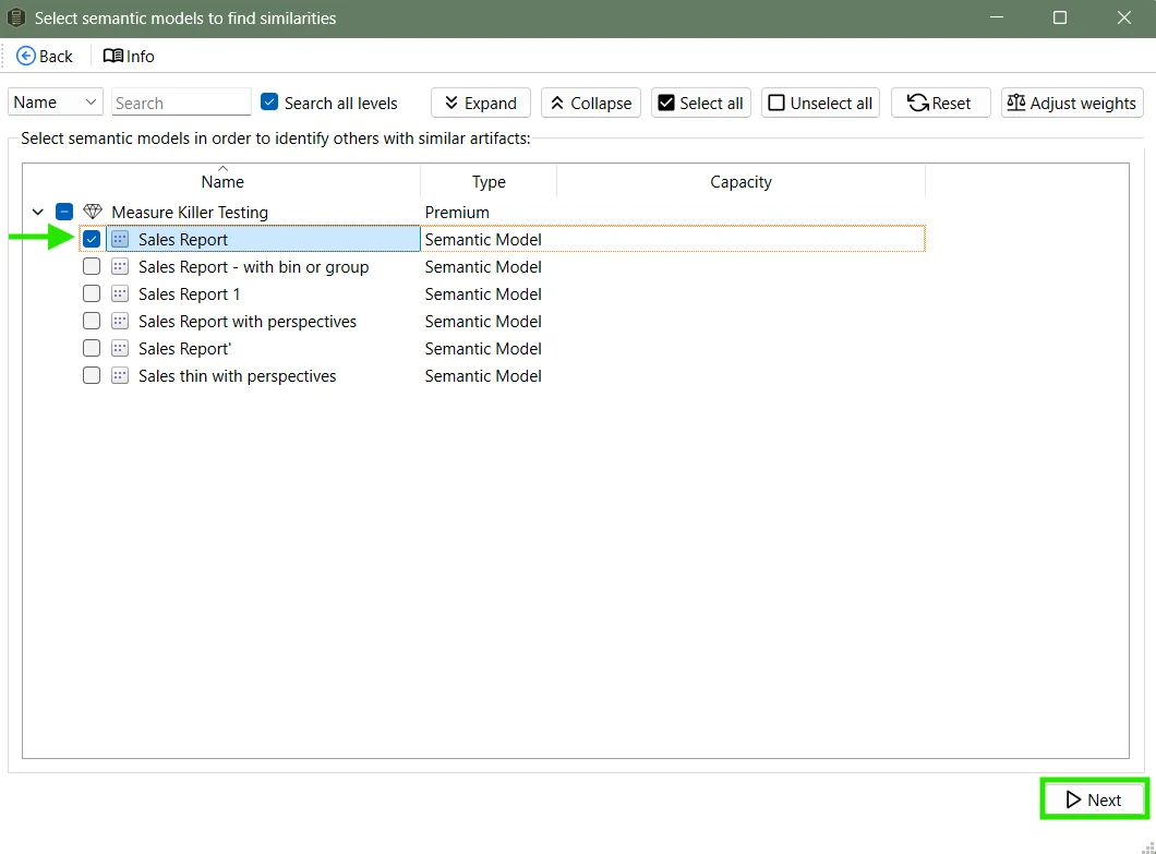 Selecting the semantic models to find similarities