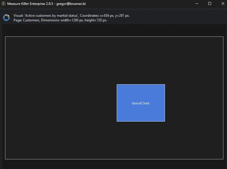 Locate visual on page — a rendered preview of the report page with the selected visual highlighted at its real coordinates